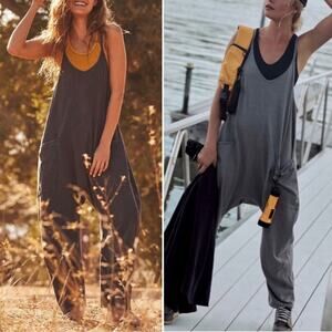 Free People Movement Boho Beachy Summer Jumpsuit Onesie Yoga Grey Size‎ Small